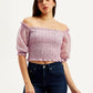 Women's Floral Light-Pink Off Shoulder Top - 1c6ad22991145cb72c3a0059a3fc866a View