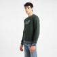Men's Brand Logo Dark Crew Neck Sweatshirt - Side View