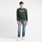 Men's Brand Logo Dark Crew Neck Sweatshirt - ModelFront View