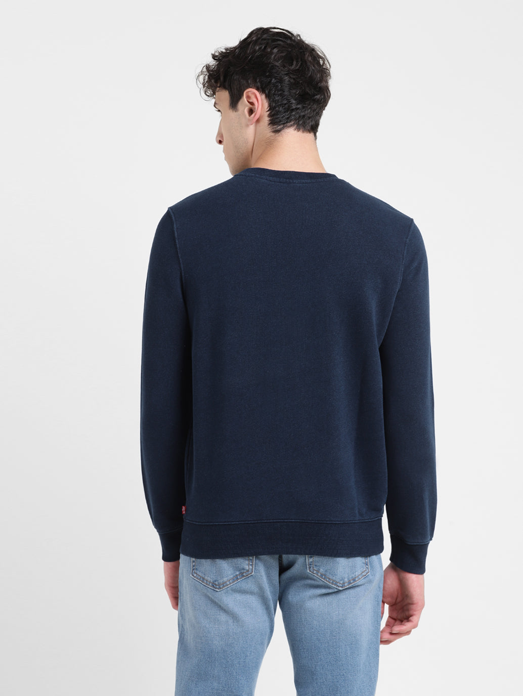 Men's Solid Blue Crew Neck Sweatshirt - 664a8ab6-f7c5-4e4f-9a3c-f930a46557d0 View