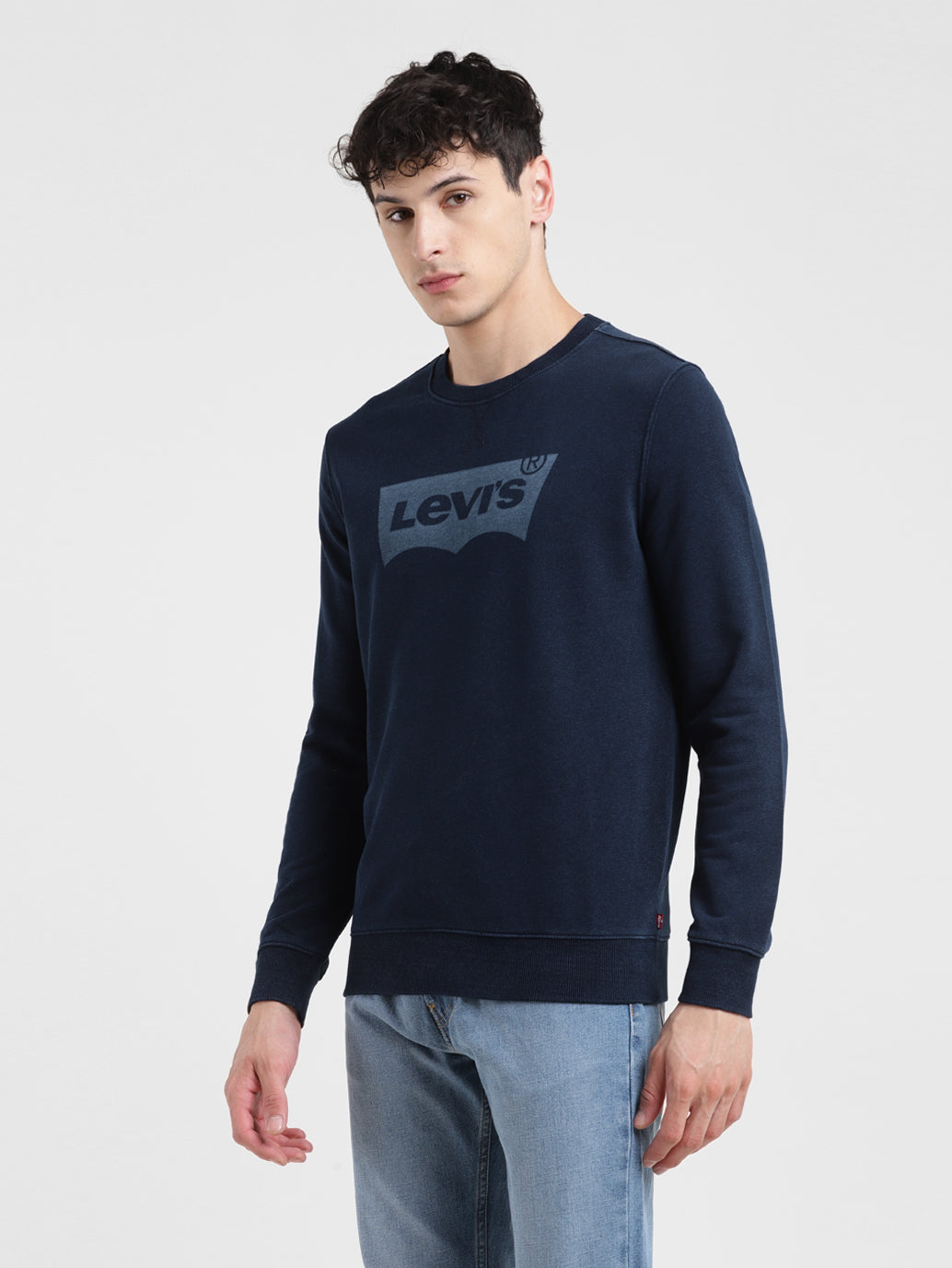 Men's Solid Blue Crew Neck Sweatshirt - c854bd60-81f4-47fe-846f-5fd39fb98e87 View