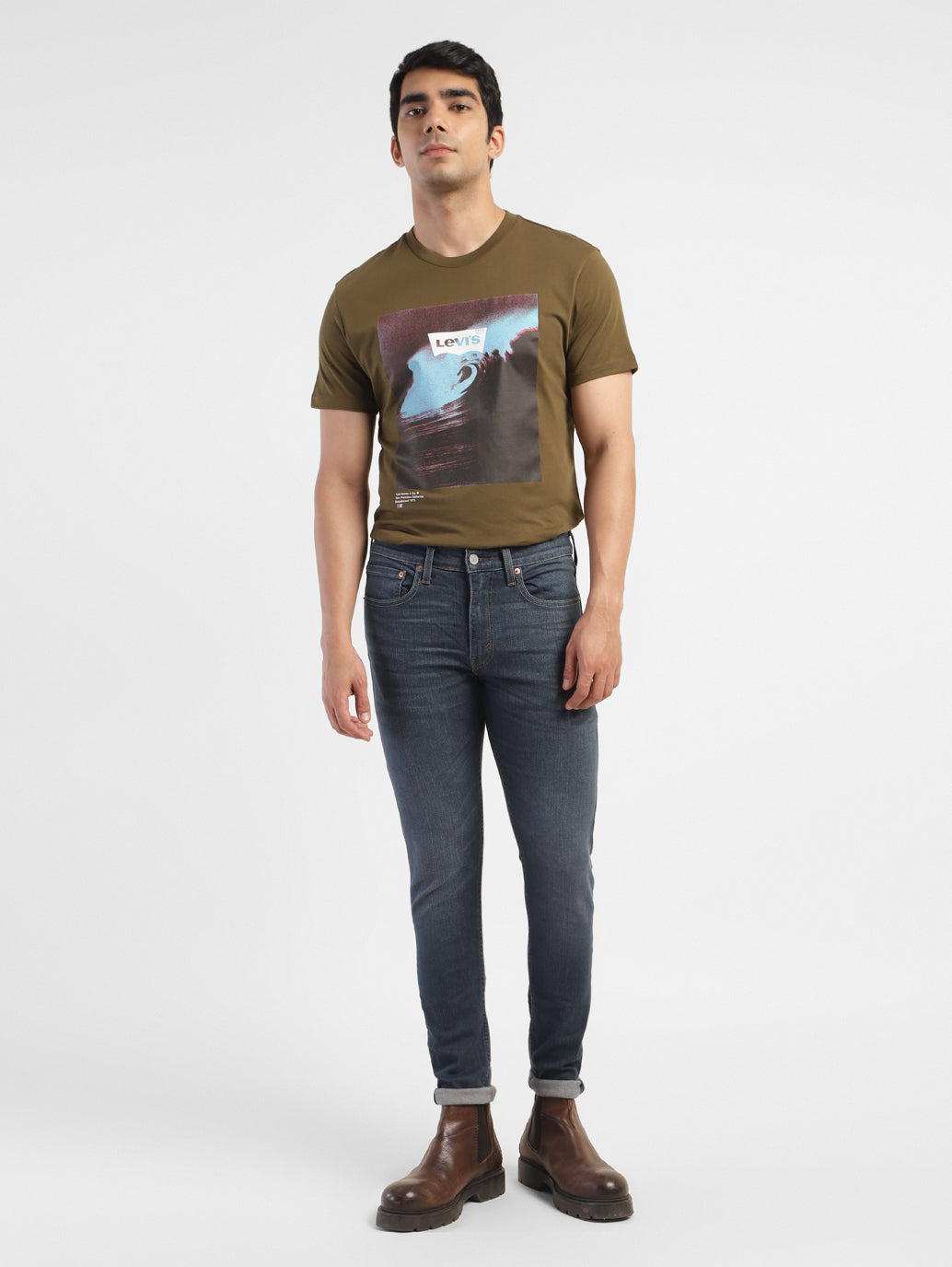 Men's Blue Skinny Fit Mid Rise Jeans