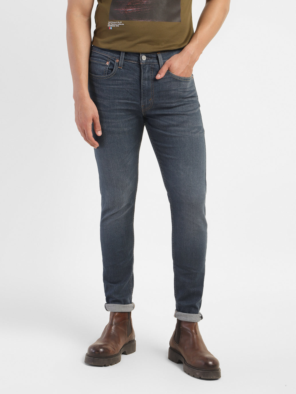 Men's Blue Skinny Fit Mid Rise Jeans - bcc931e1-ebae-4302-a0ca-b963362bde6c View