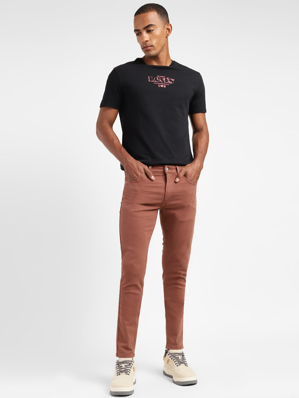 Men's Brown Skinny Fit Mid Rise Jeans - f92c2684-fba0-4e8a-98ef-23d8ba85a49c View