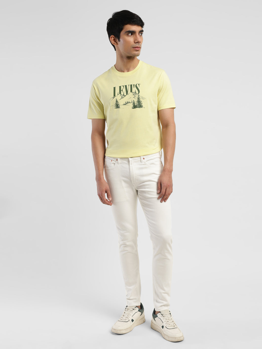 Men's White Skinny Fit Mid Rise Jeans
