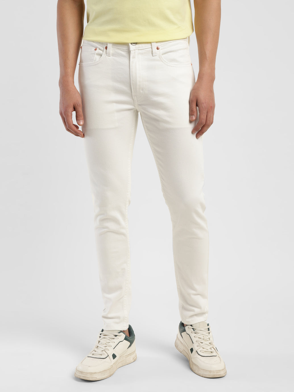 Men's White Skinny Fit Mid Rise Jeans - 8a95cba2-e206-4223-83a7-e34f13d8a3e7 View