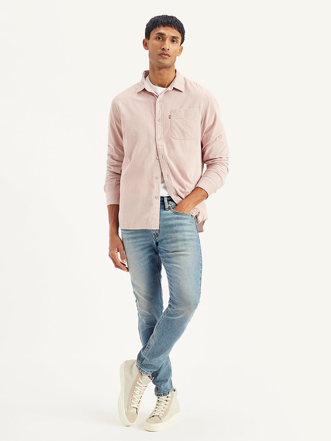 Men's Light Blue Skinny Fit Mid Rise Jeans - Styleshot View