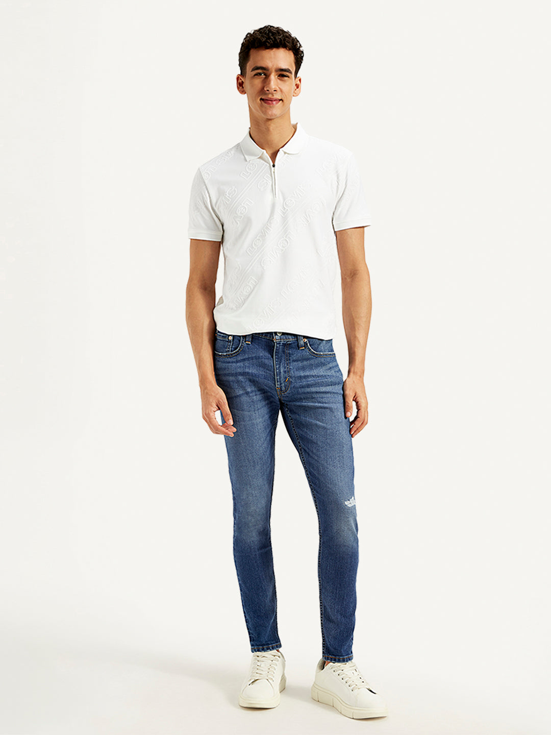 Men's Blue Skinny Tapered Fit Mid Rise Jeans - 20 View