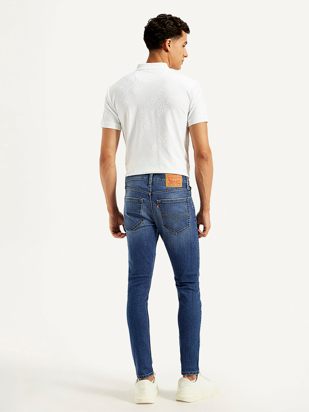Men's Blue Skinny Tapered Fit Mid Rise Jeans - 20 View