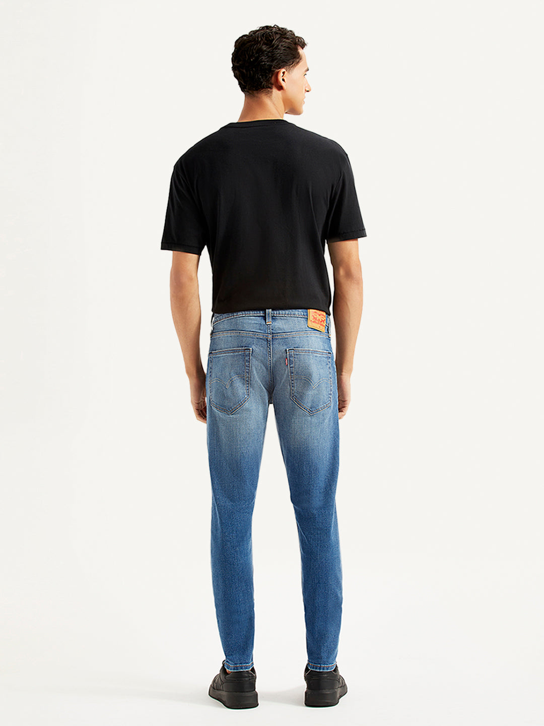 Men's Blue Skinny Tapered Fit Mid Rise Jeans - Back View