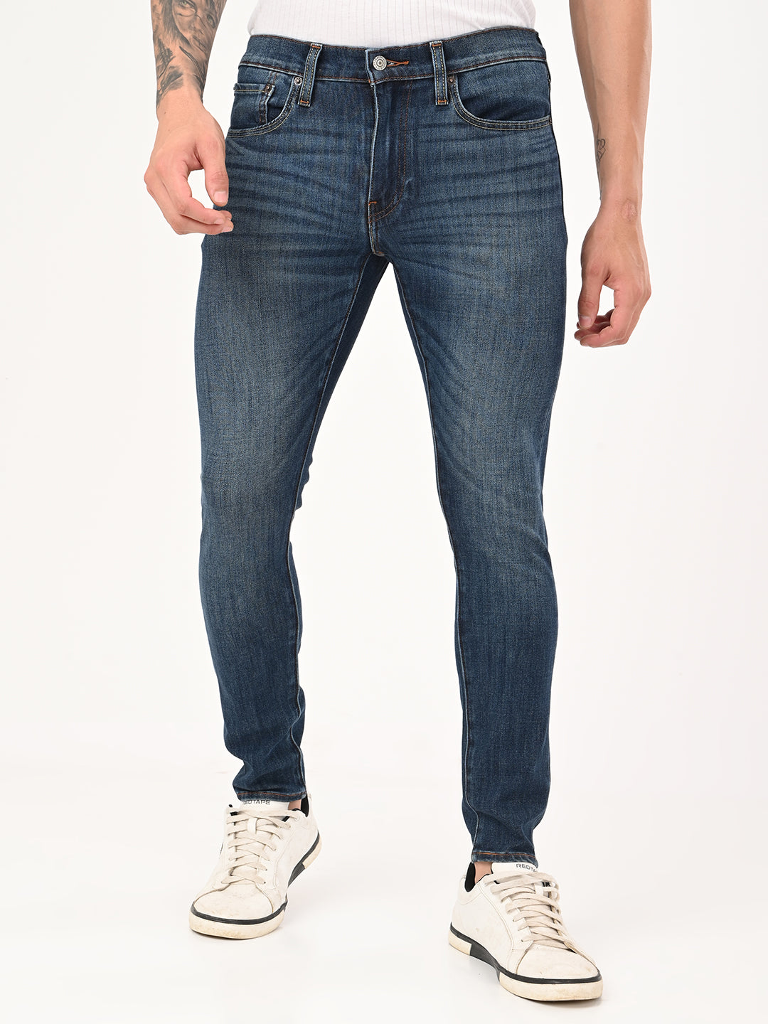 Men's Blue Skinny Fit Mid Rise Jeans