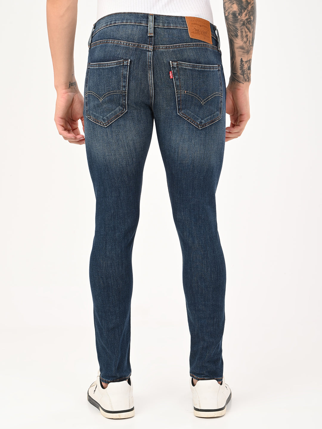 Men's Blue Skinny Fit Mid Rise Jeans - bac View