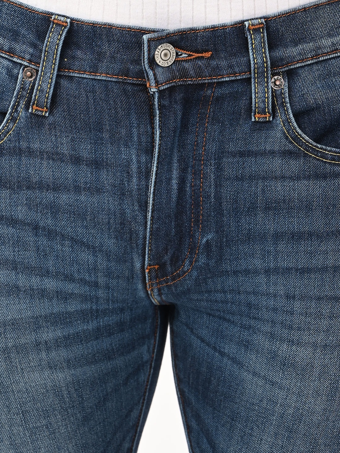 Men's Blue Skinny Fit Mid Rise Jeans - detail View
