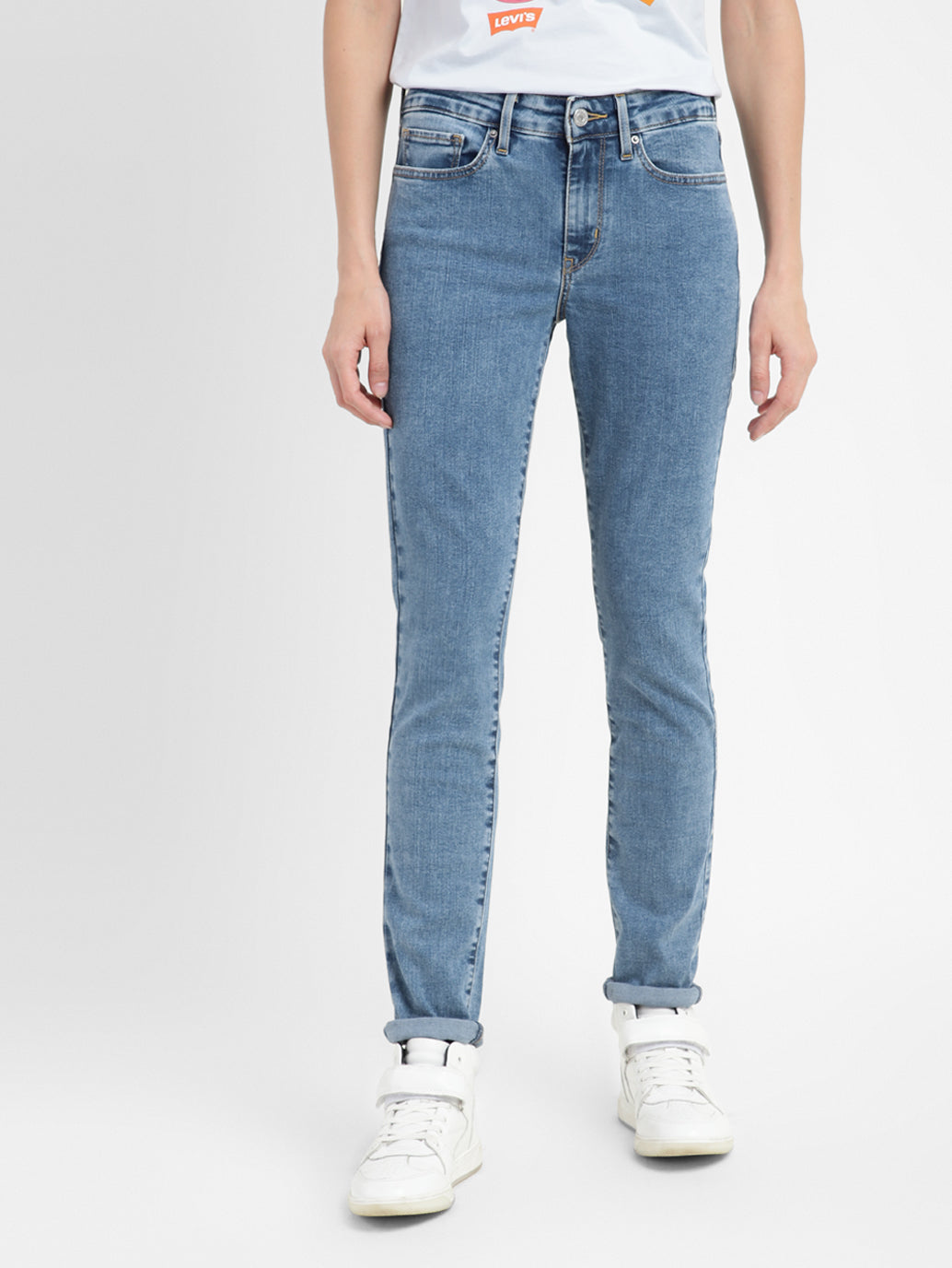 Women's 711 Blue Skinny Fit High Rise Jeans - d9e6a9bf-73ce-4a05-b148-5684a4e6e19a View