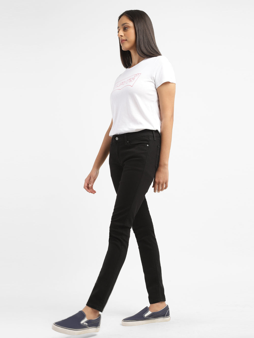 Women's 711 Black Skinny Fit Mid Rise Jeans - 1d43c9b7-0a1d-4514-977c-bae0f363d796 View