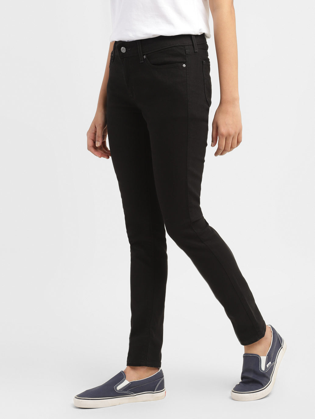 Women's 711 Black Skinny Fit Mid Rise Jeans - 5ee18b18-23c5-4df7-9e4c-fb2f7b73bb68 View