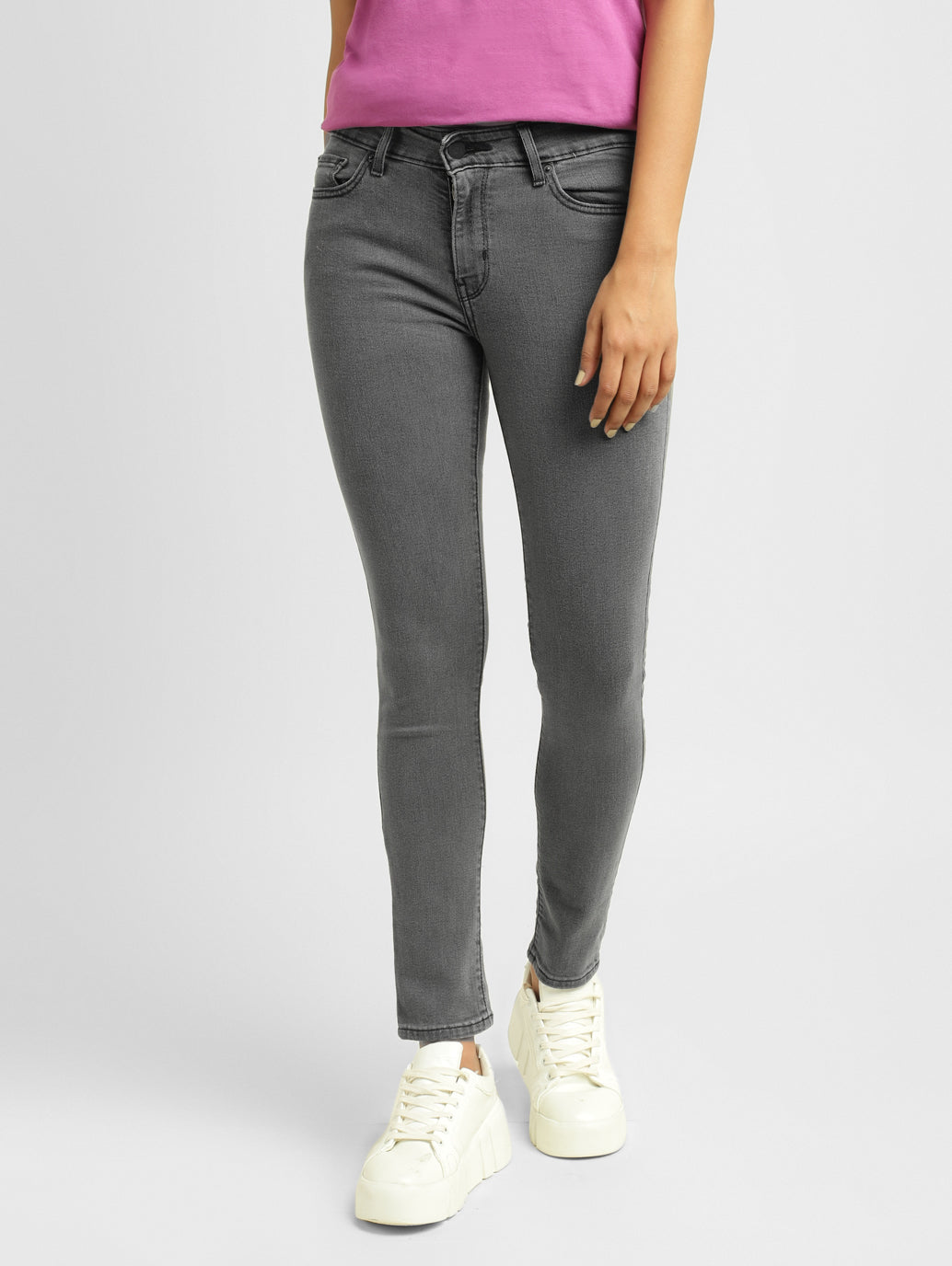 Women's 711 Grey Skinny Fit Mid Rise Jeans - d66d254f-bb85-4fd6-8fd1-d5f17fe6c91c View