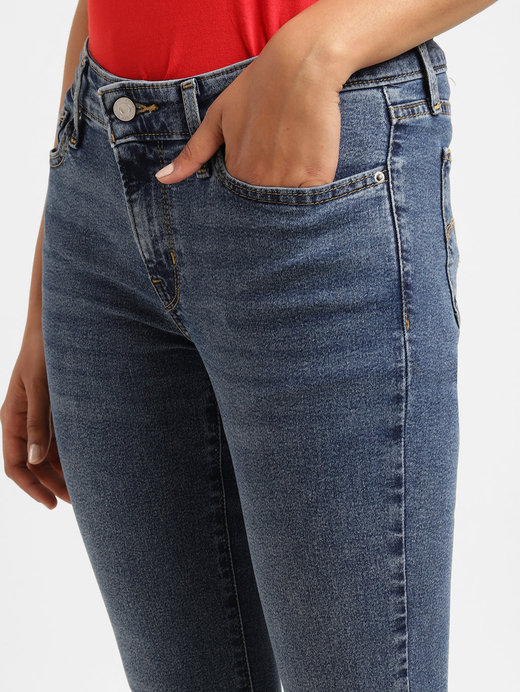Women's 711 Blue Skinny Fit Mid Rise Jeans - 1aab02e3-0e16-4c34-8dad-8ac7bb5d6a01 View