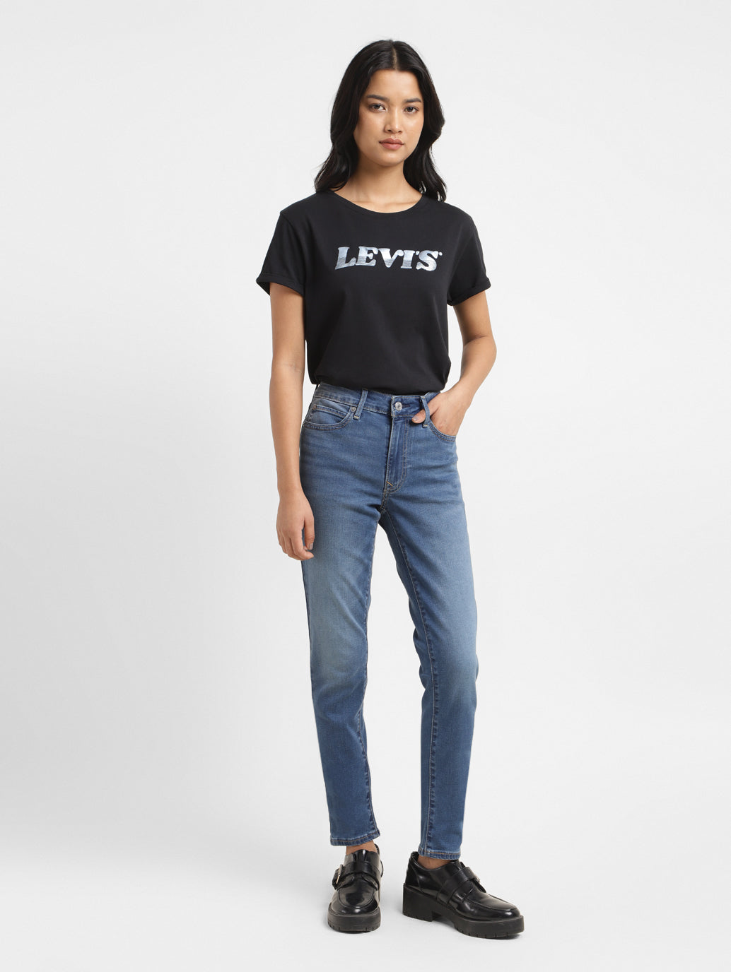 Women's 711 Blue Skinny Fit Mid Rise Jeans - 5fcd3b17-8e00-4311-9a23-07a9f927eb6c View