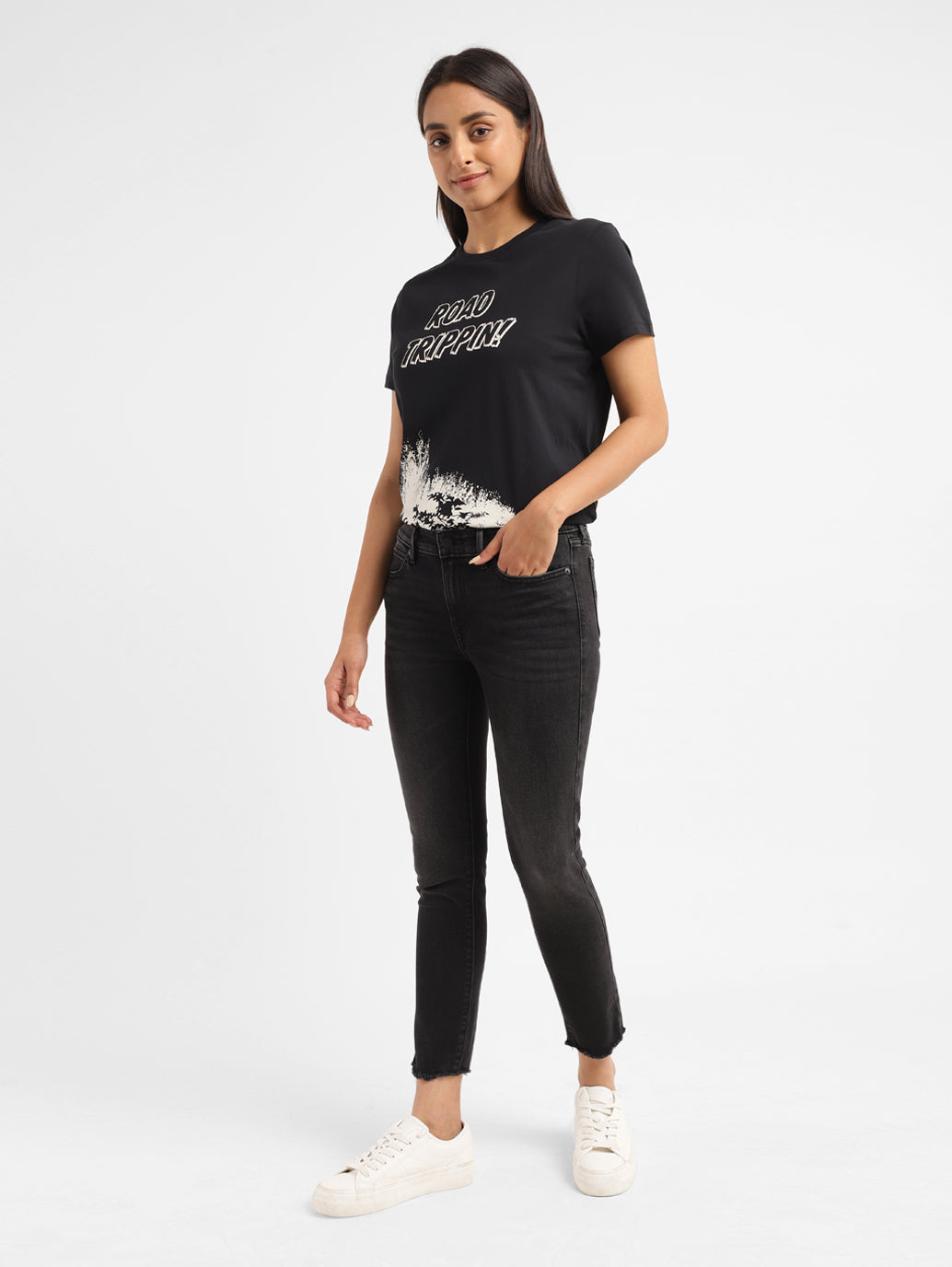 Women's 711 Black Skinny Fit Mid Rise Jeans