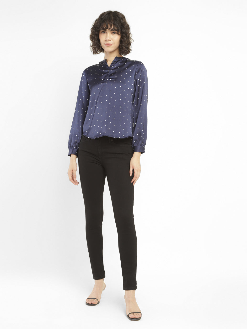 Women's 711 Black Skinny Fit Mid Rise Jeans - ModelFront View