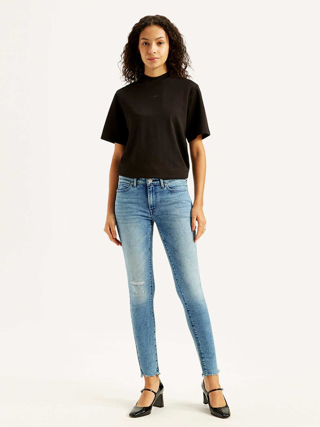 Women's 711 Blue Skinny Fit Mid Rise Jeans - Front View