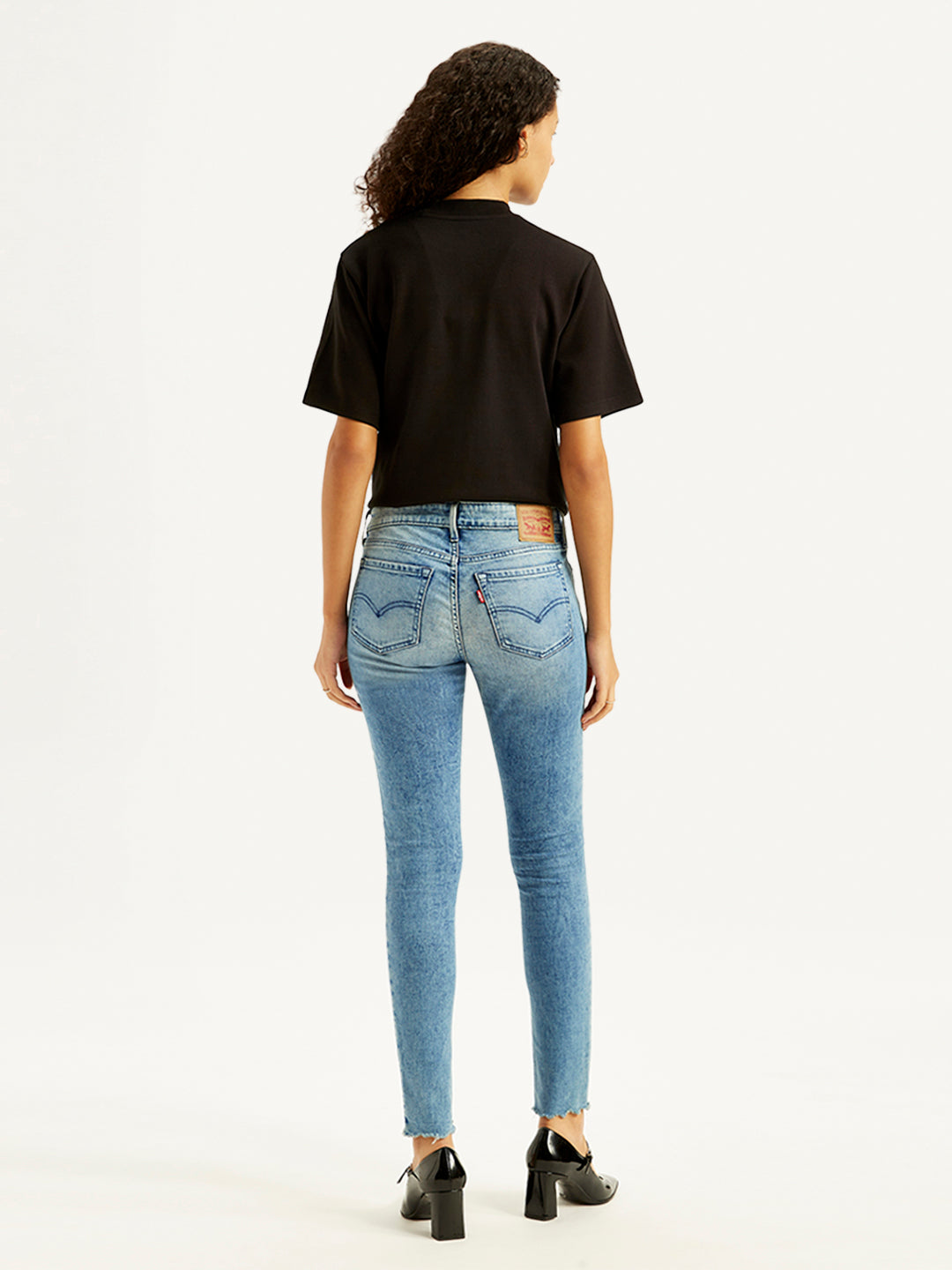 Women's 711 Blue Skinny Fit Mid Rise Jeans - Back View