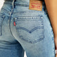 Women's 711 Blue Skinny Fit Mid Rise Jeans - Detail View