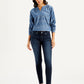 Women's 711 Navy Blue Skinny Fit Mid Rise Jeans - Front View