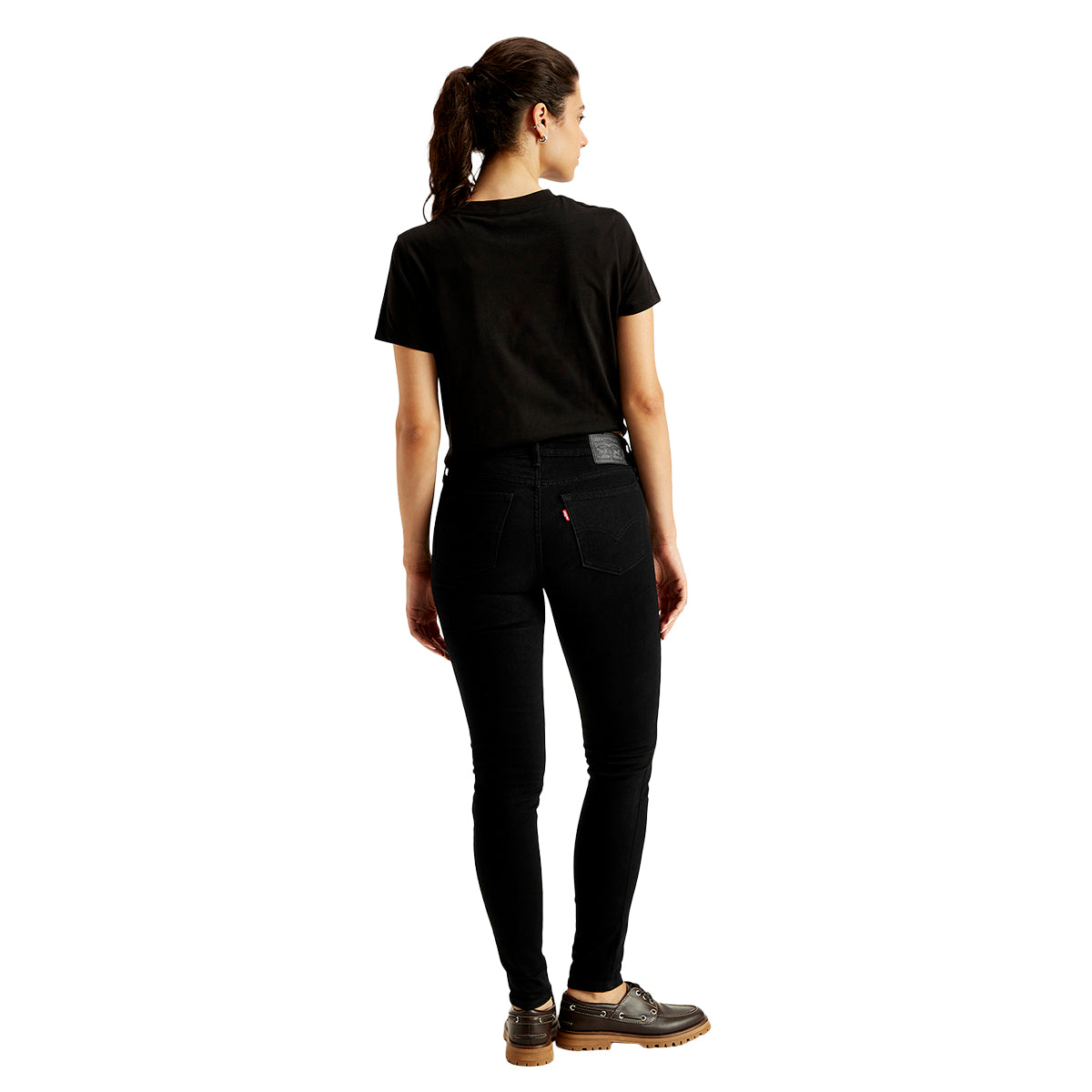 Women's 711 Black Skinny Fit Mid Rise Jeans - Back View