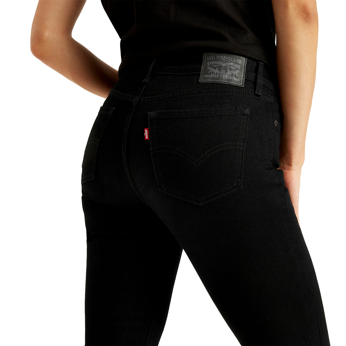 Women's 711 Black Skinny Fit Mid Rise Jeans - Detail View