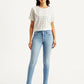 Women's 711 Light Blue Skinny Fit Mid Rise Jeans - Front View