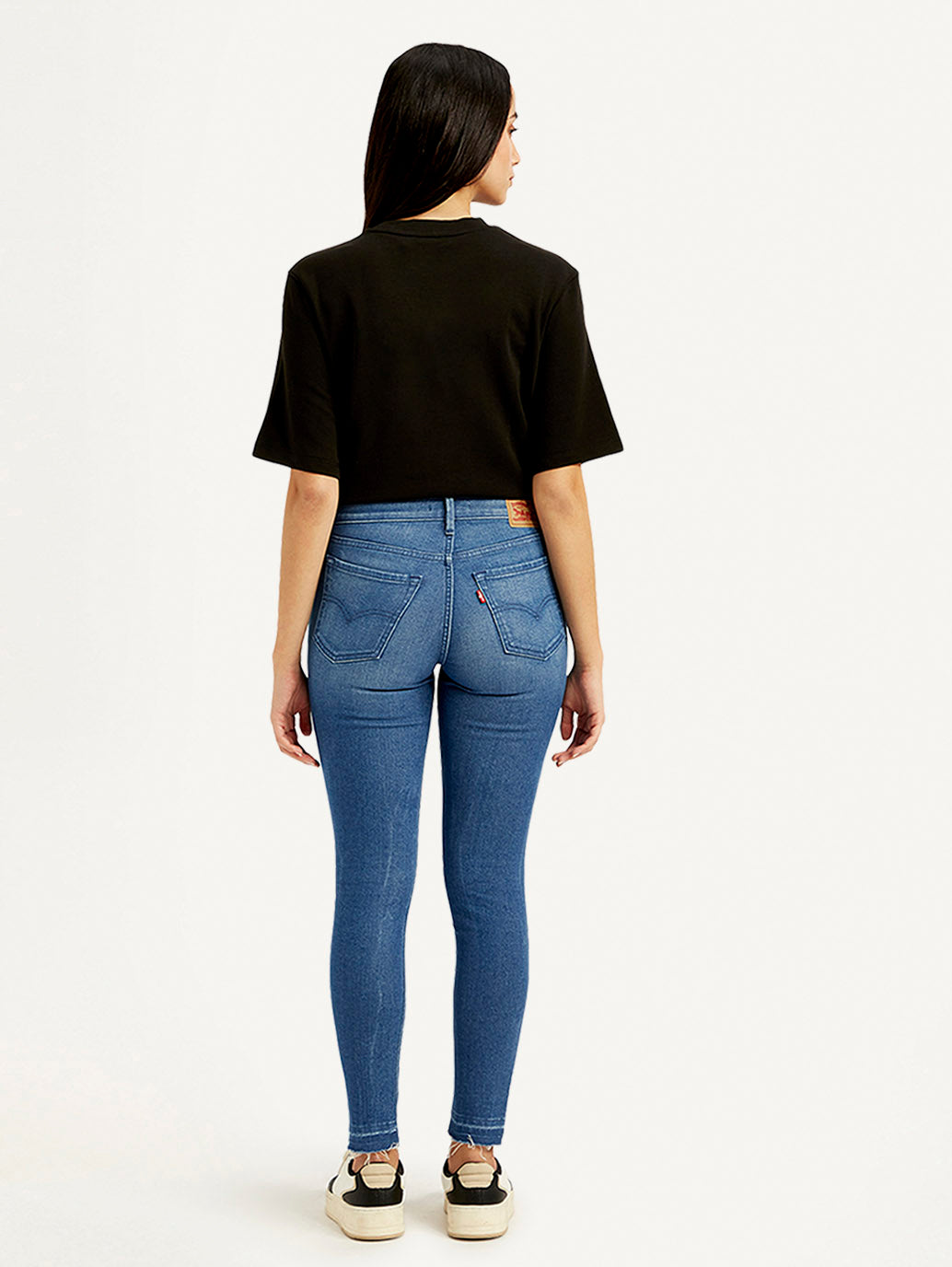 Women's 711 Blue Skinny Fit Mid Rise Jeans - Back View