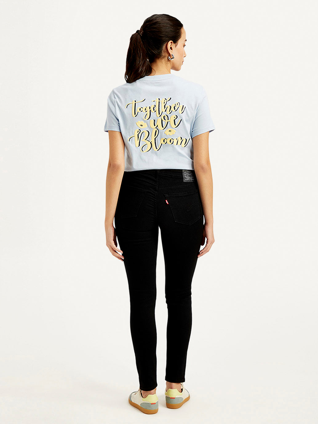 Women's 711 Black Skinny Fit Mid Rise Jeans - Back View