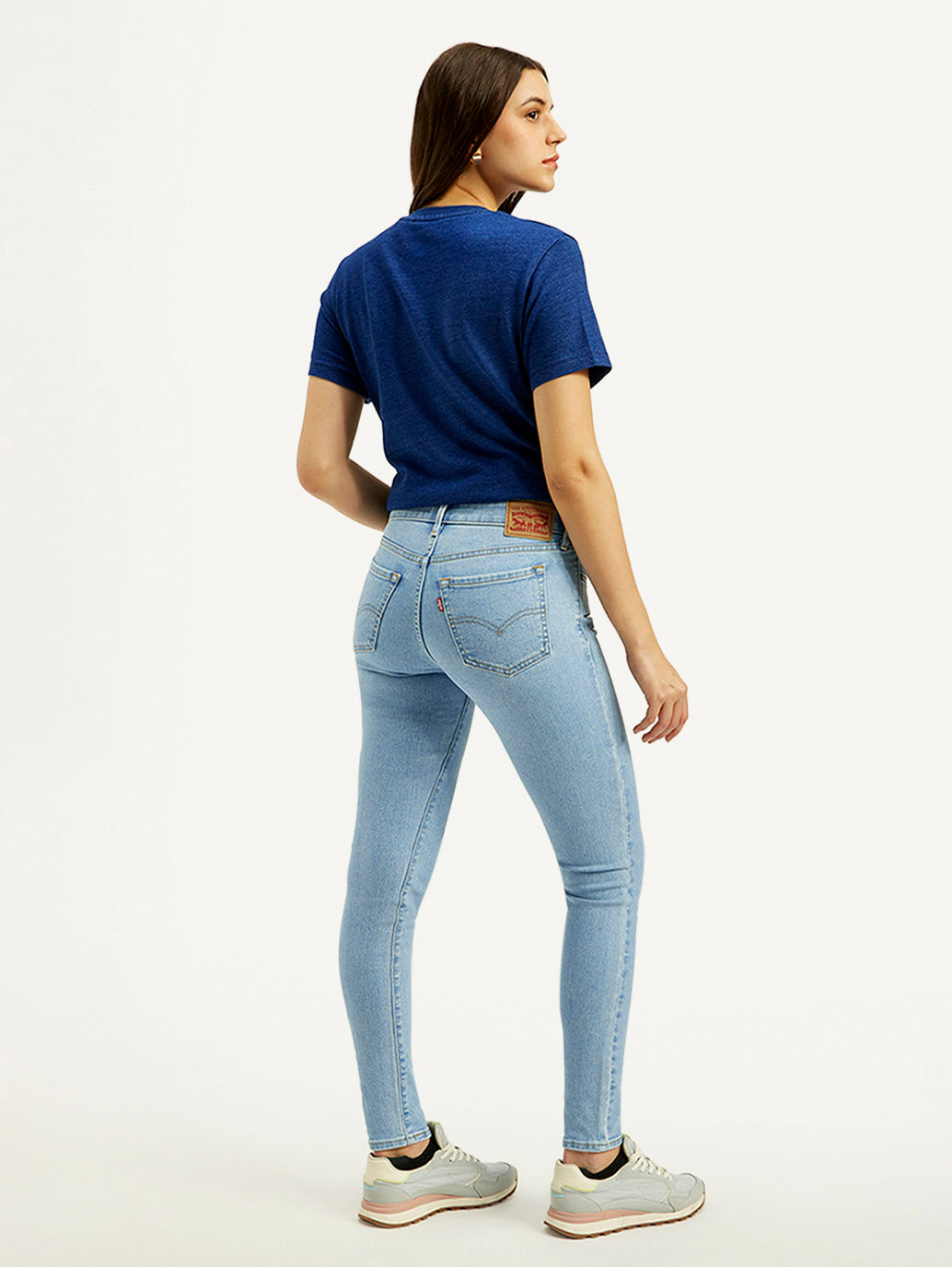Women's 711 Blue Skinny Fit Mid Rise Jeans - Back View