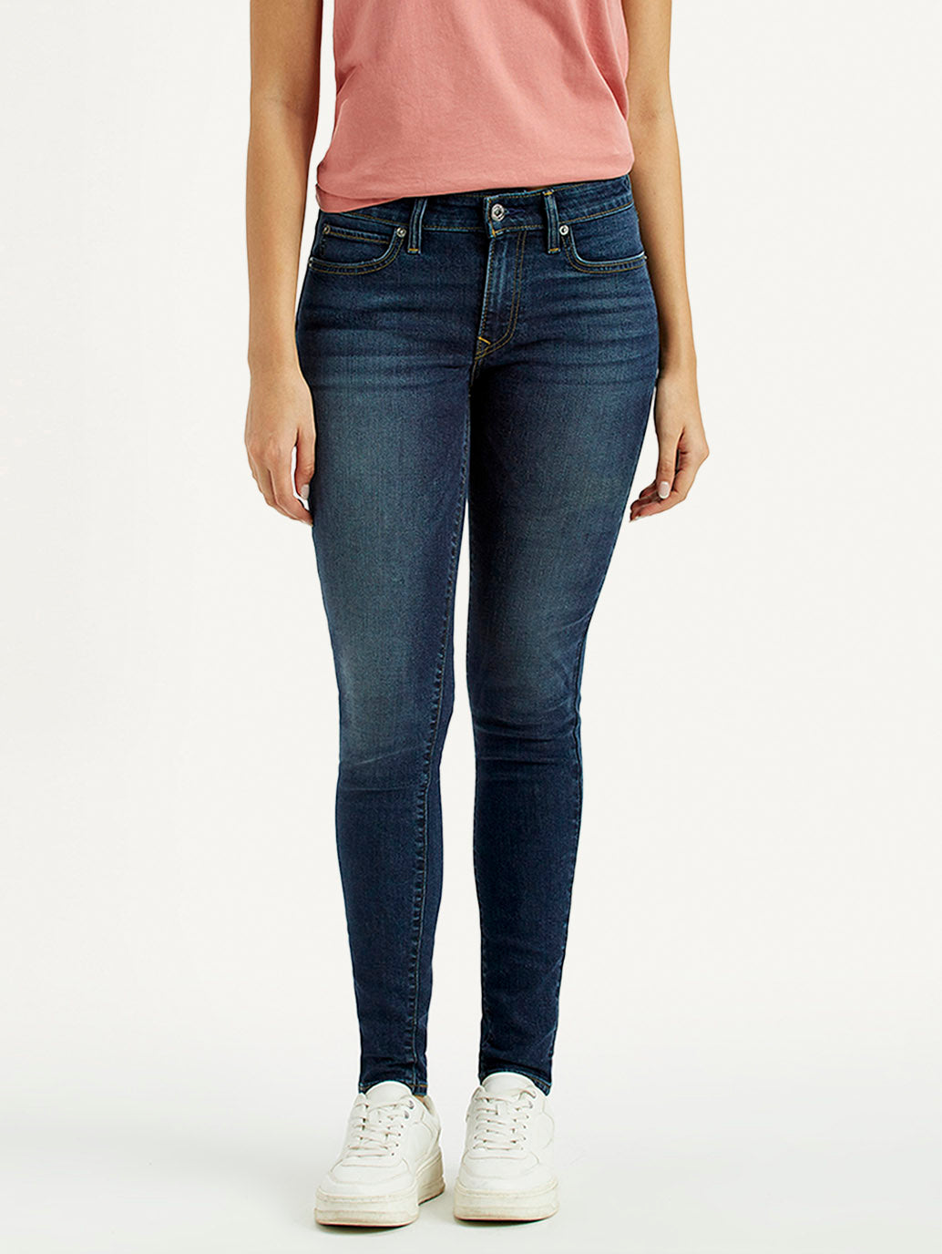 Women's 711 Dark Indigo Skinny Fit Mid Rise Jeans - Front View