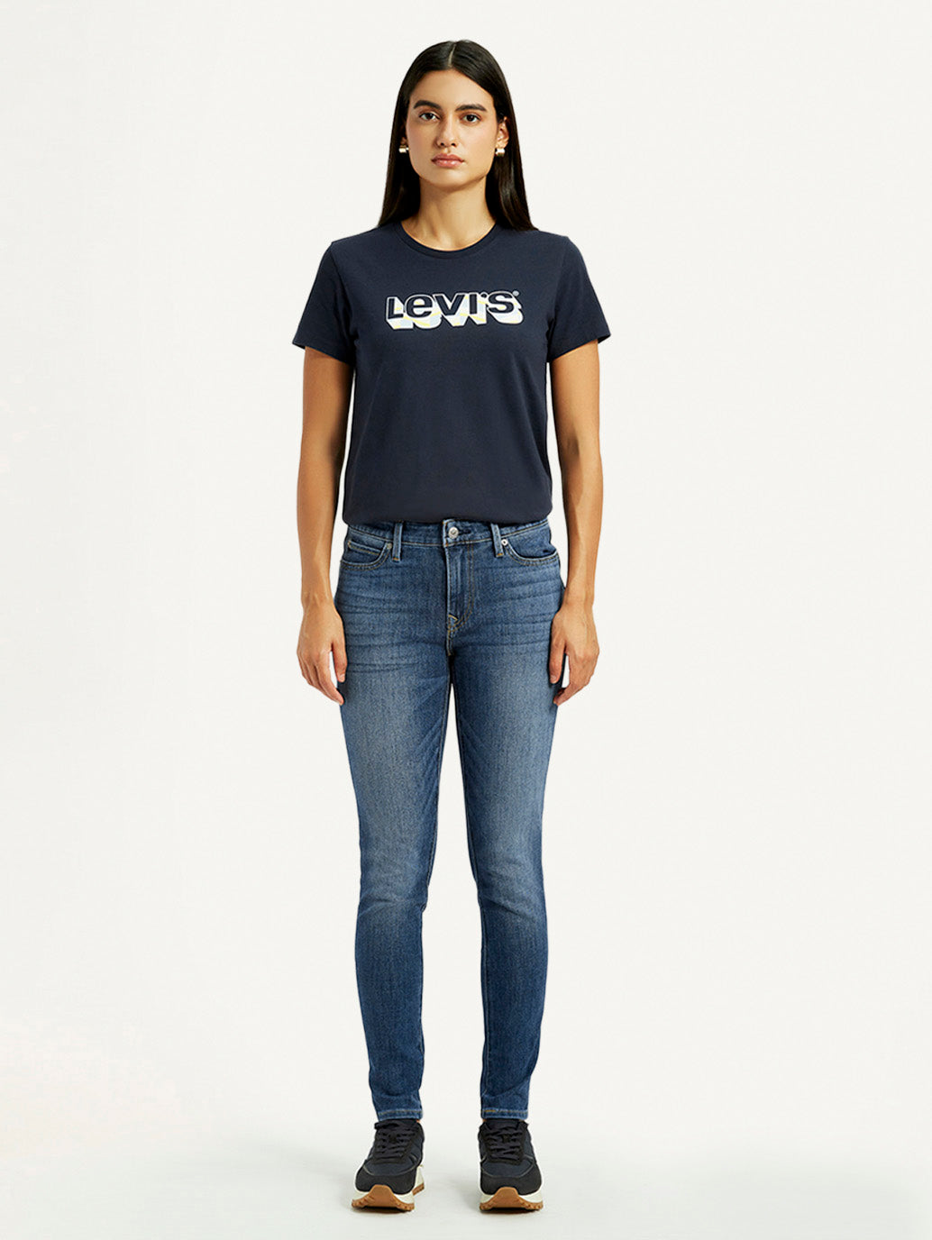 Women's 711 Indigo Skinny Fit Mid Rise Jeans - Front View