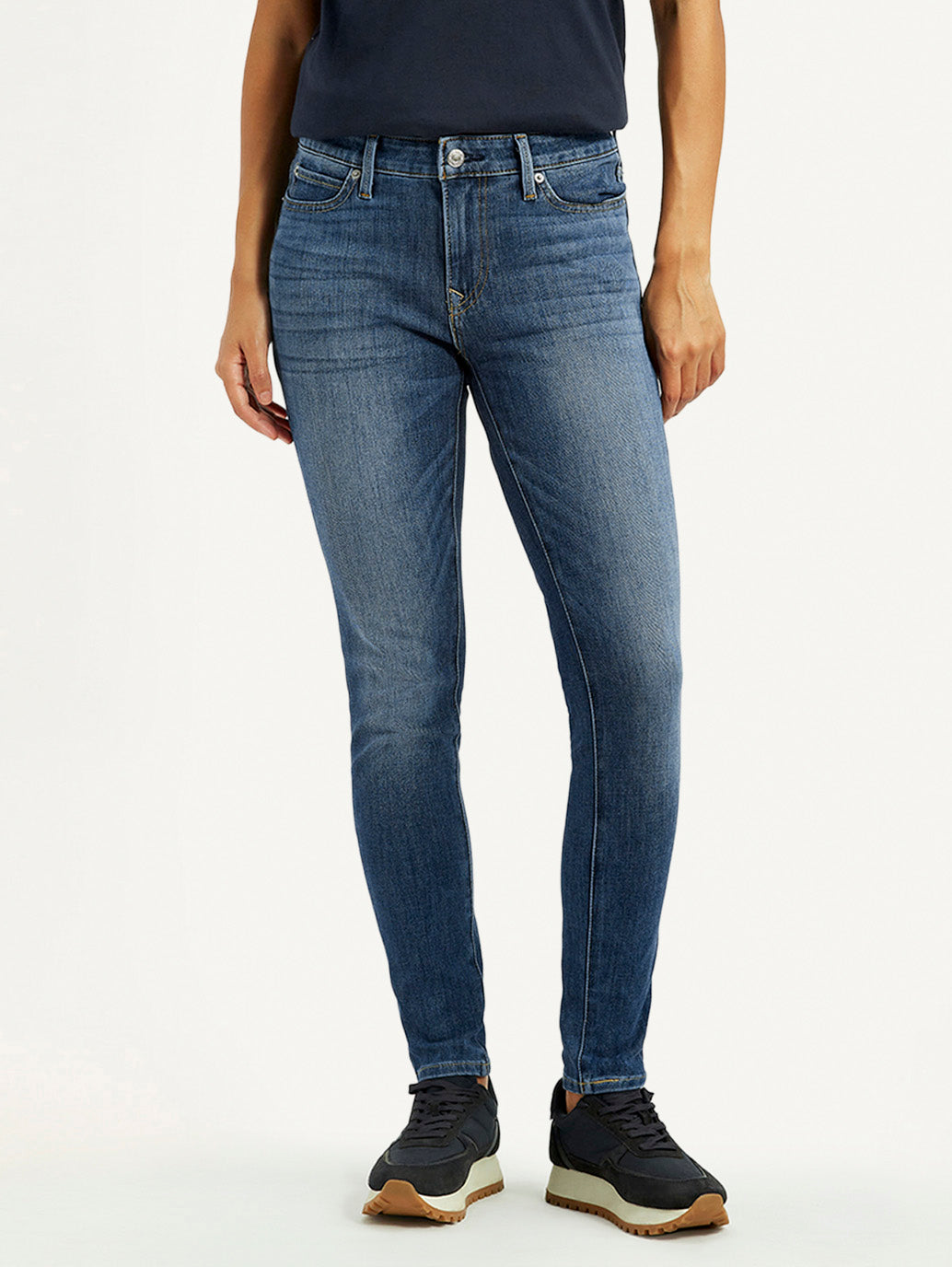 Women's 711 Indigo Skinny Fit Mid Rise Jeans - Front View