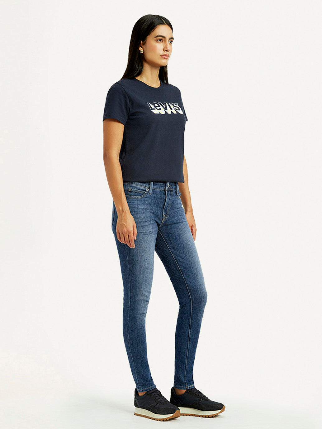Women's 711 Indigo Skinny Fit Mid Rise Jeans - Side View