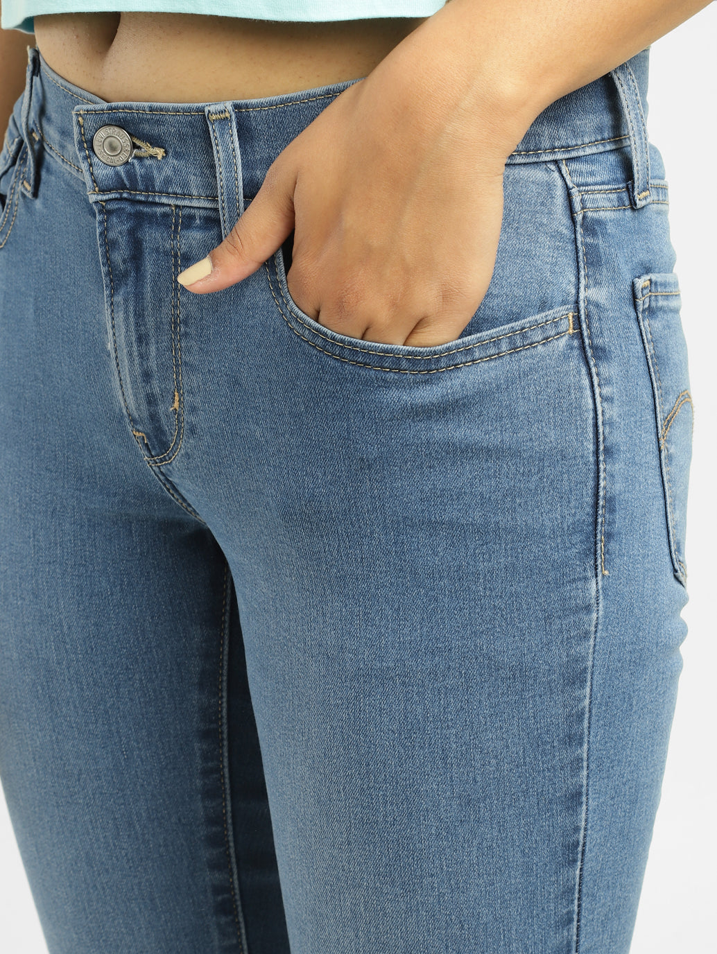 Women's 710 Blue Skinny Fit Mid Rise Jeans - 8a20b0ca-fc71-4816-a4c4-90e4606544e3 View