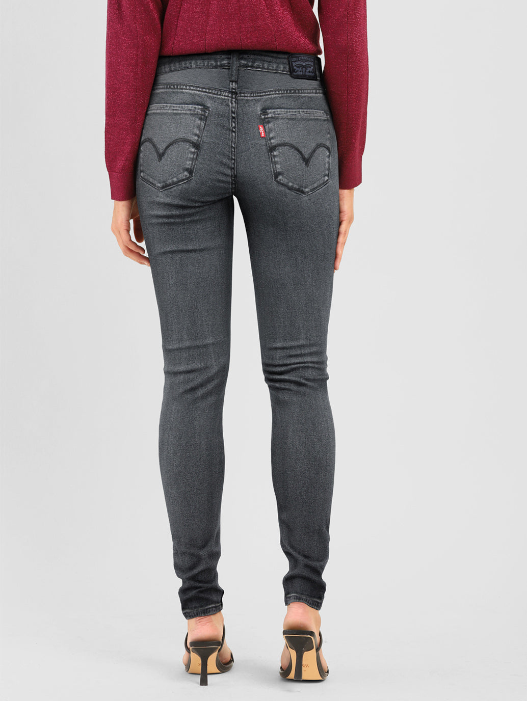 Women's 710 Charcoal Grey Skinny Fit Mid Rise Jeans - 7303fafe-2f24-4e6b-bd41-d0fc27e2ca10 View