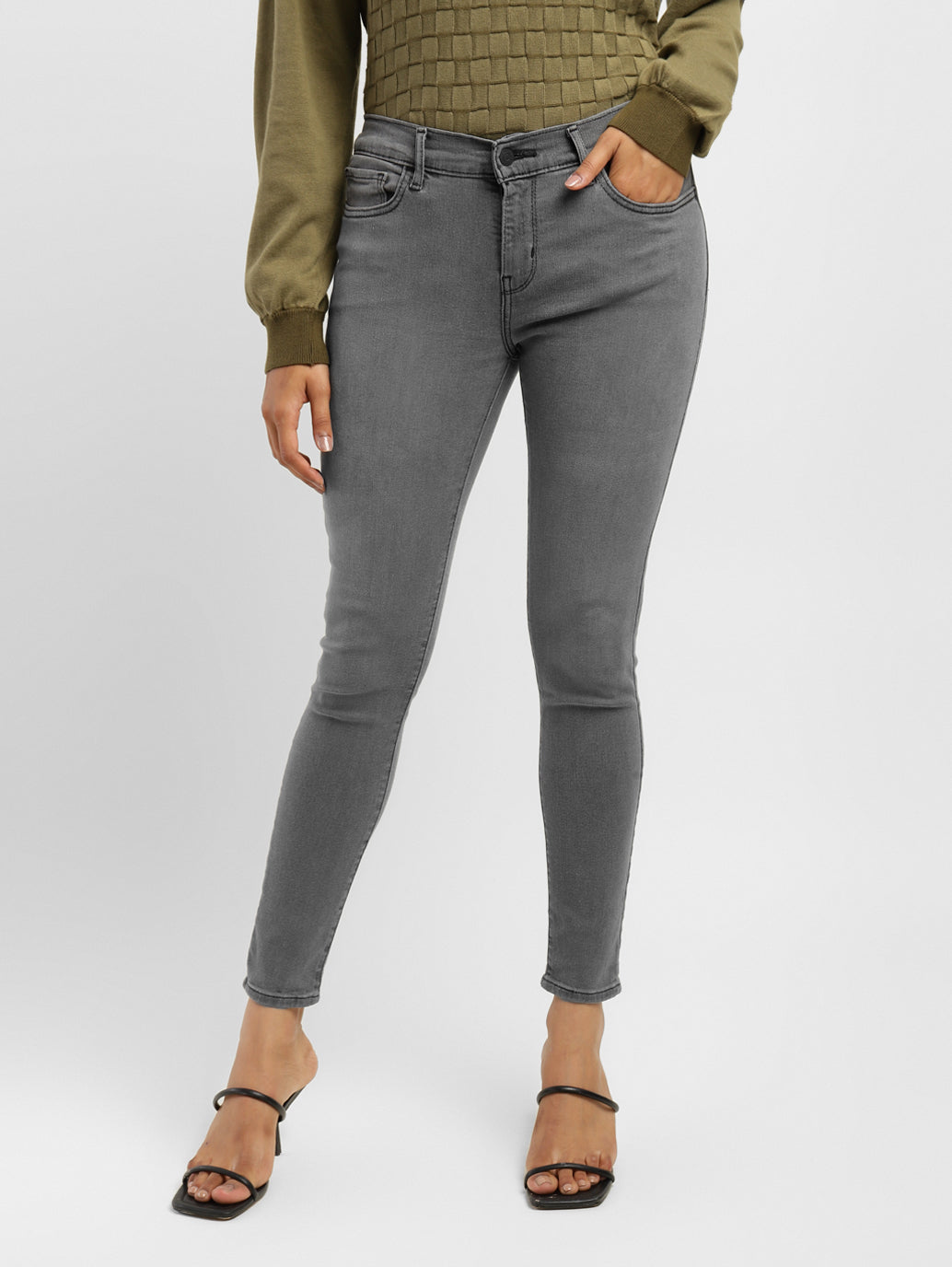 Women's 710 Grey Skinny Fit Mid Rise Jeans - 7c04daa9-44d3-4d17-bbd4-7613f6d3b598 View