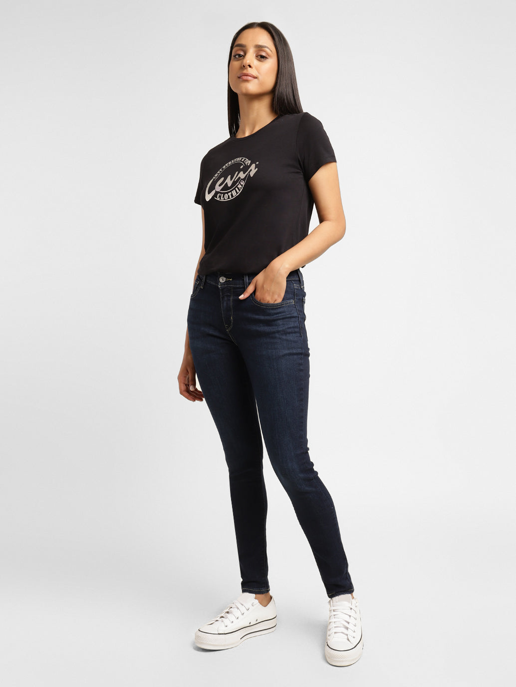 Women's 710 Blue Skinny Fit Mid Rise Jeans - bb9e79ee-0f6f-4fdf-aa49-306cb2e8cb73 View