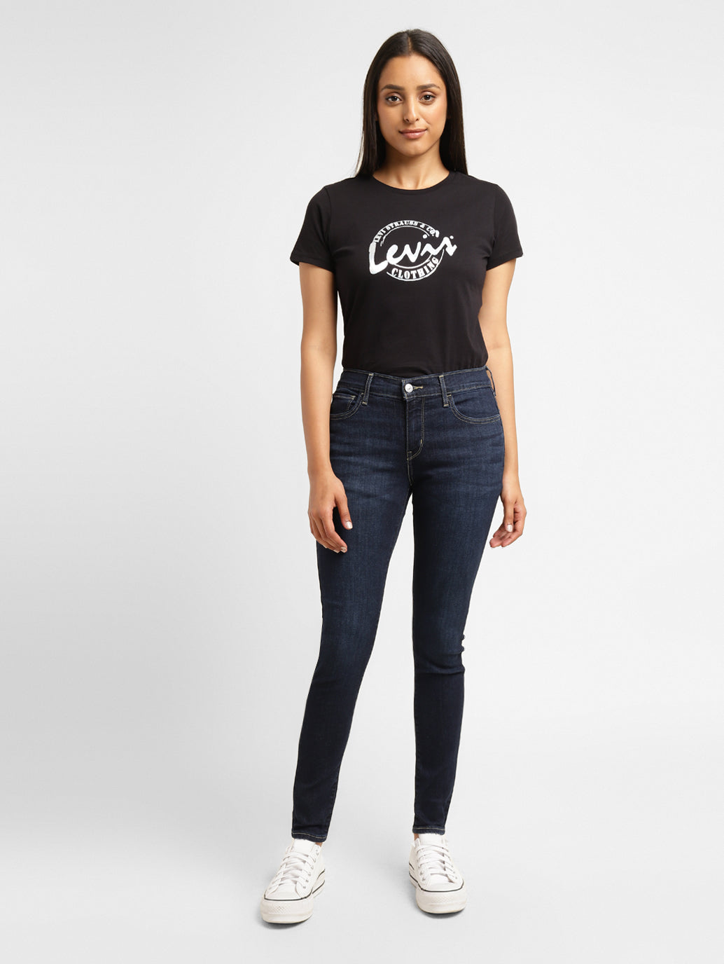 Women's 710 Blue Skinny Fit Mid Rise Jeans - 4bb27757-734c-4790-9cd9-cb279dc81757 View