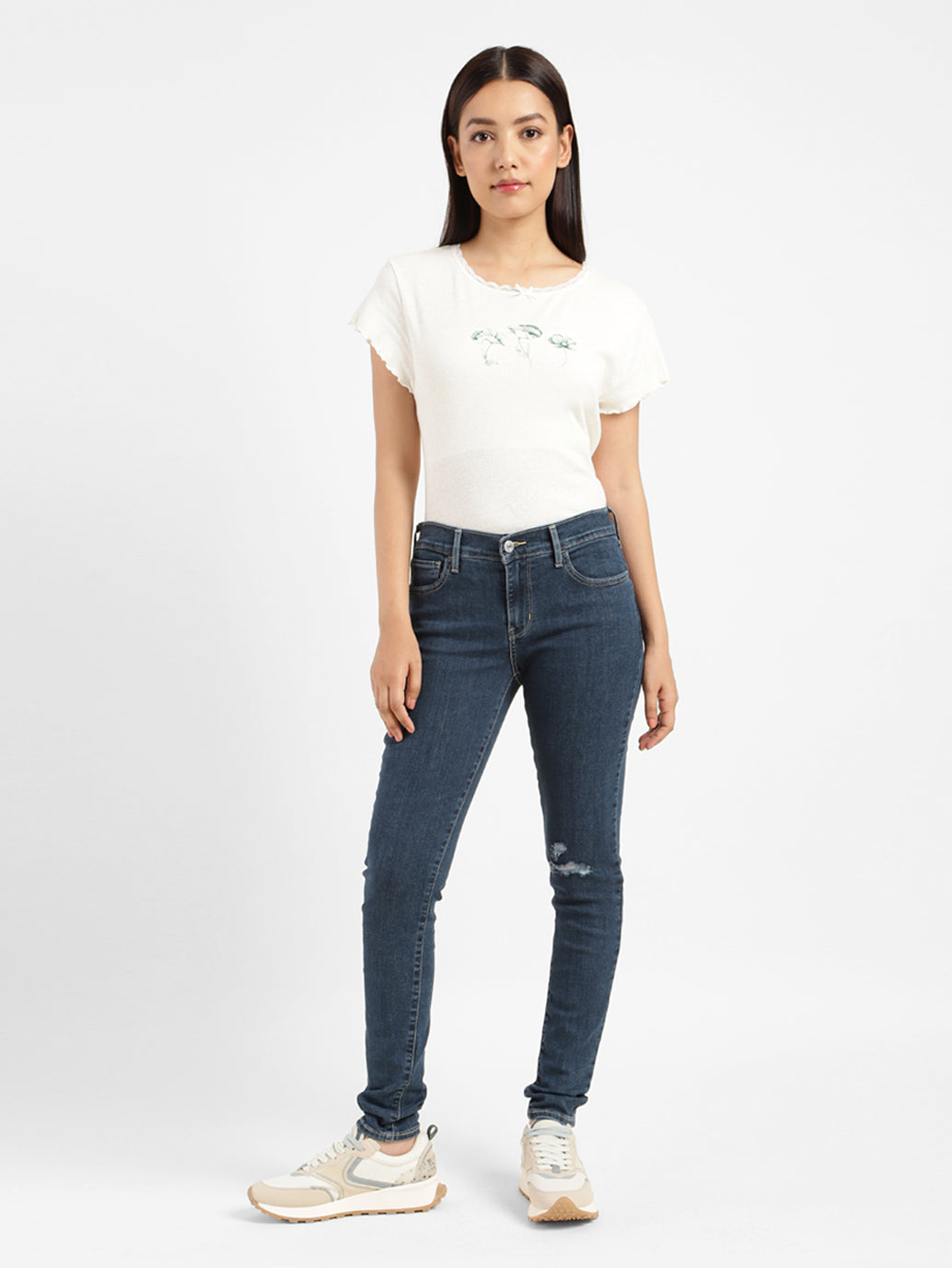 Women's 710 Blue Skinny Fit Mid Rise Jeans - cf9683c7-d78c-49d7-9688-8d8da1d6be7c View