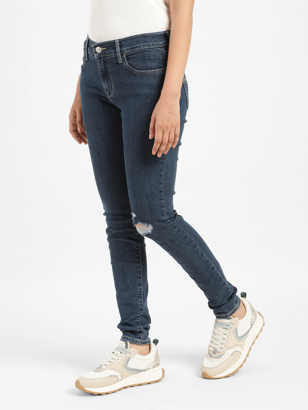 Women's 710 Blue Skinny Fit Mid Rise Jeans - 55489d4f-ebc5-45f3-b4ec-59e79cfe2d5f View
