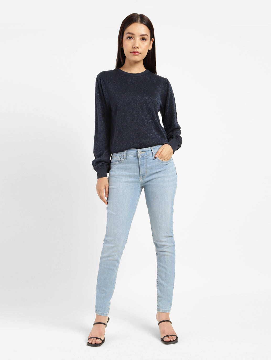 Women's 710 Blue Skinny Fit Mid Rise Jeans - 0972da1b-4631-427d-8d8b-e5ee180328ad View
