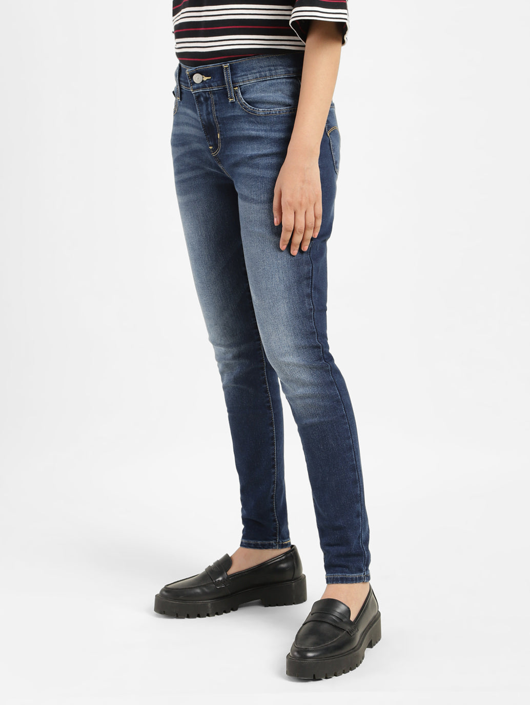 Women's 710 Blue Skinny Fit Mid Rise Jeans - 1a7724b1-aa35-4960-a486-5f2f268bafd6 View