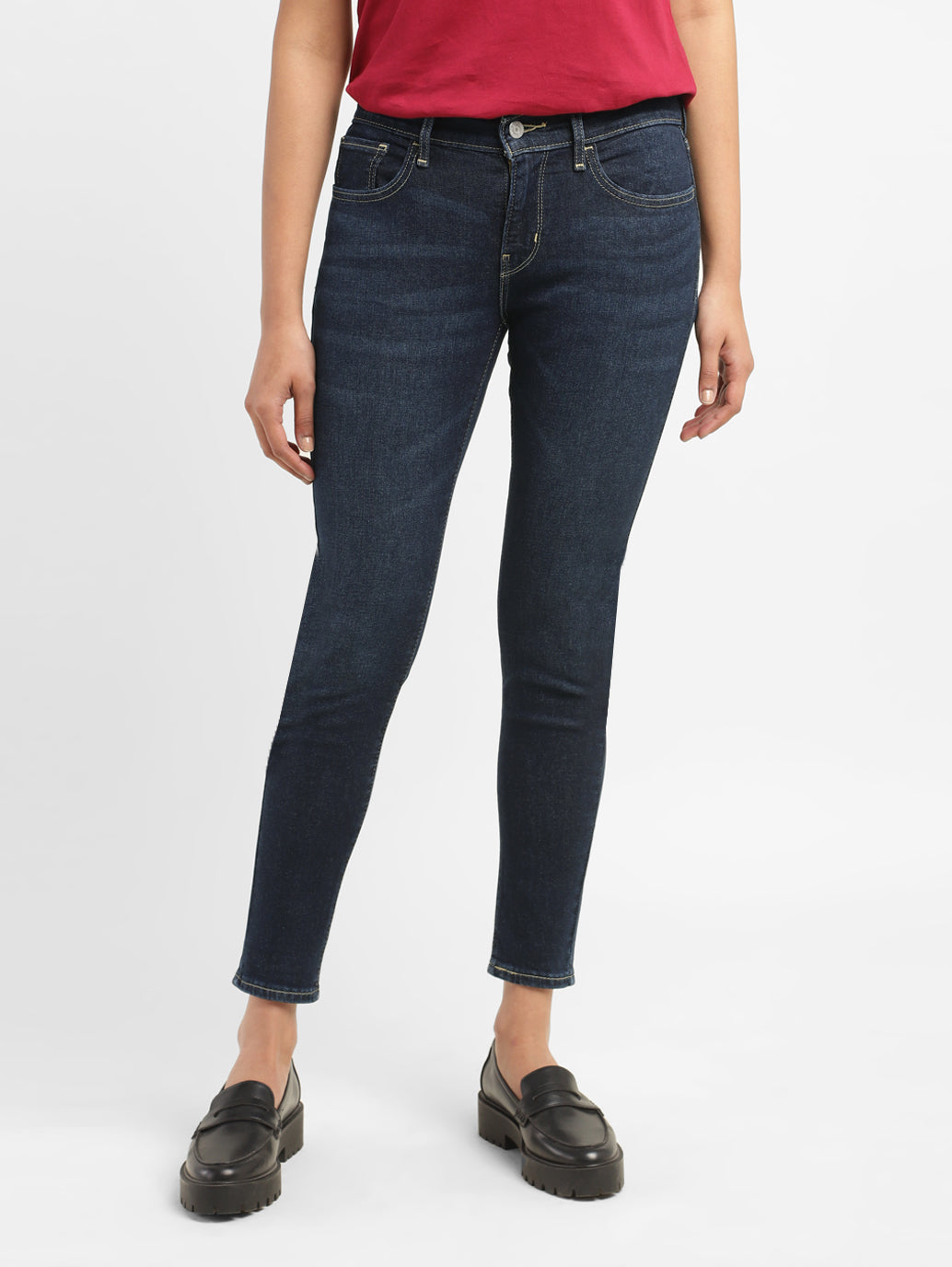 Women's 710 Blue Skinny Fit Mid Rise Jeans - d82eacb4-4f50-45df-b2eb-273cf8813647 View