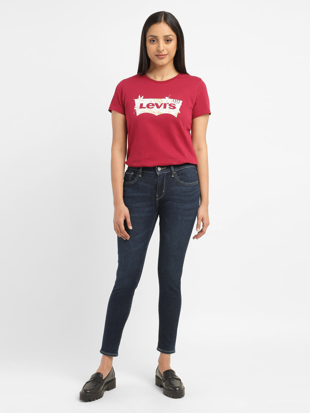 Women's 710 Blue Skinny Fit Mid Rise Jeans - 28a1d437-1342-45a1-9483-ebf9f32d20f8 View